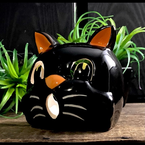 Vintage Halloween Black Cat Votive Holder Spooky Halloween Decor - Picture 10 of 10